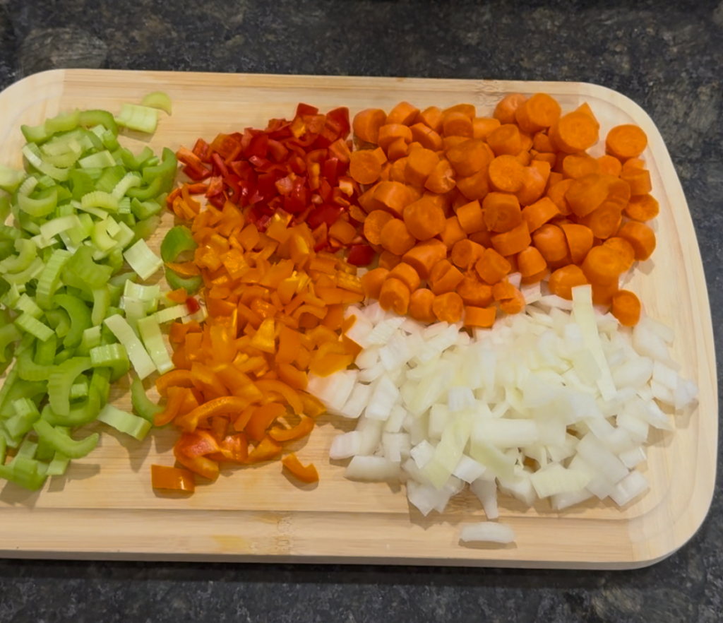 This image is of the soup ingredients used in the southwest turkey soup.