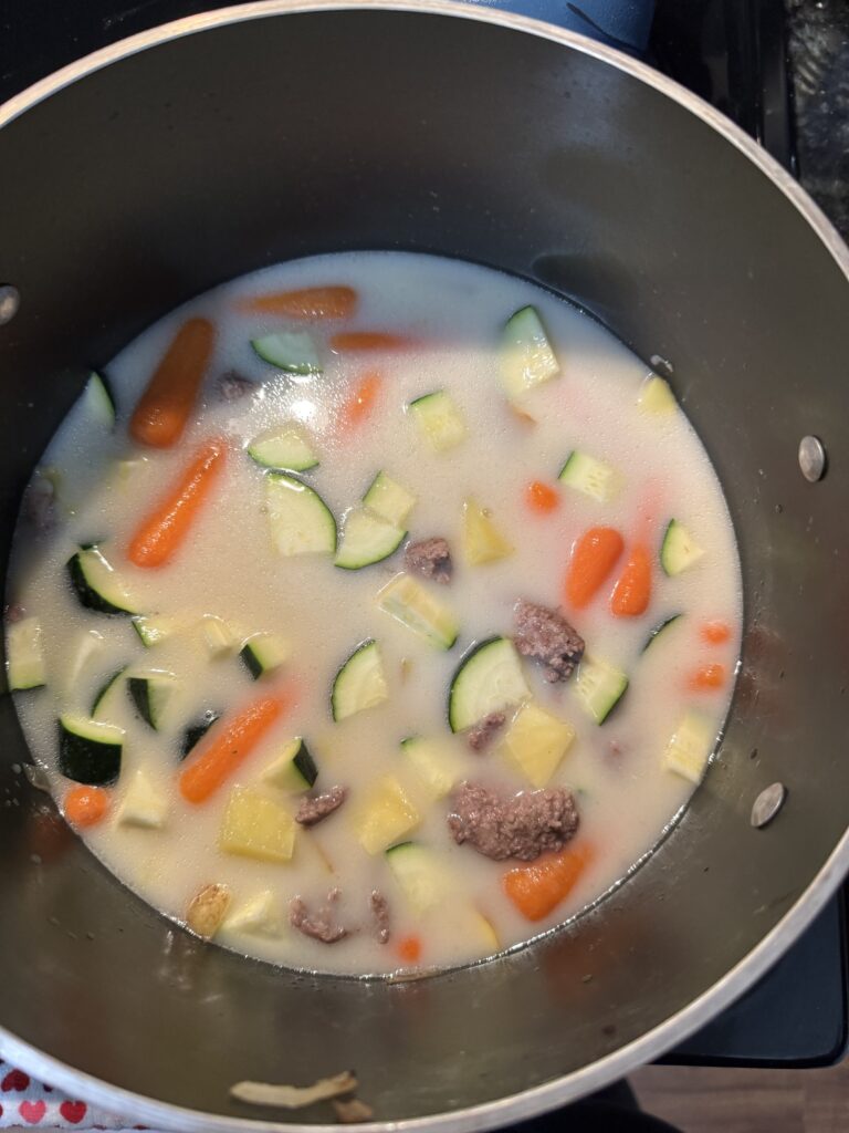 This image is of the creamy, dairy free ground turkey soup. 